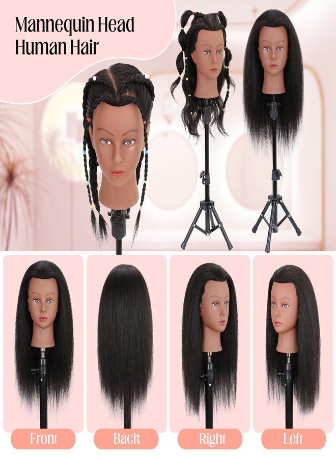 Demides Mannequin Head 100% Real Human Hair 16", Mannequin Head Human Hair Cosmetology Doll Head for Hair Styling, Manikin Head for Braiding With Clamp Holder - Image 5